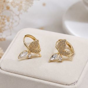 Butterfly Crystal Paved Hoop Earrings
