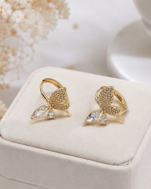 Butterfly Crystal Paved Hoop Earrings