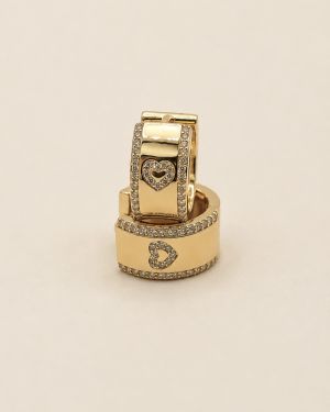 Heart Pavé Huggie Hoop Earrings – 14K Gold Plated